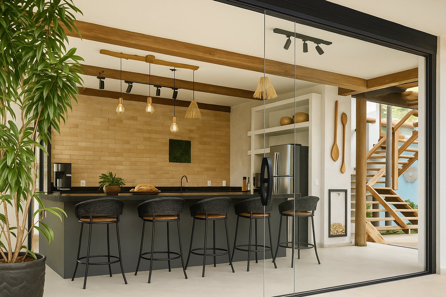 Cozinha integrada da Casa Bem Bahia